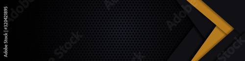 Black banner. Dark carbon fiber texture. Black metal texture steel background. Web design template vector illustration EPS 10.