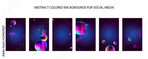 Universe set of banner for posting for social media style of cosmos stars galaxy dark blue 3d futuristic background