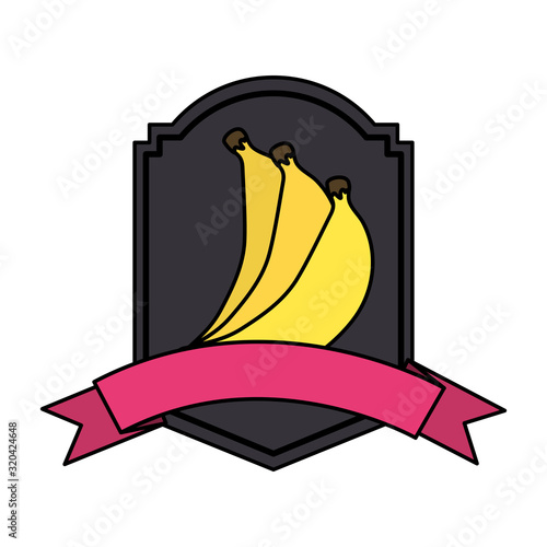 fresh bananas fruits with ribbon frame