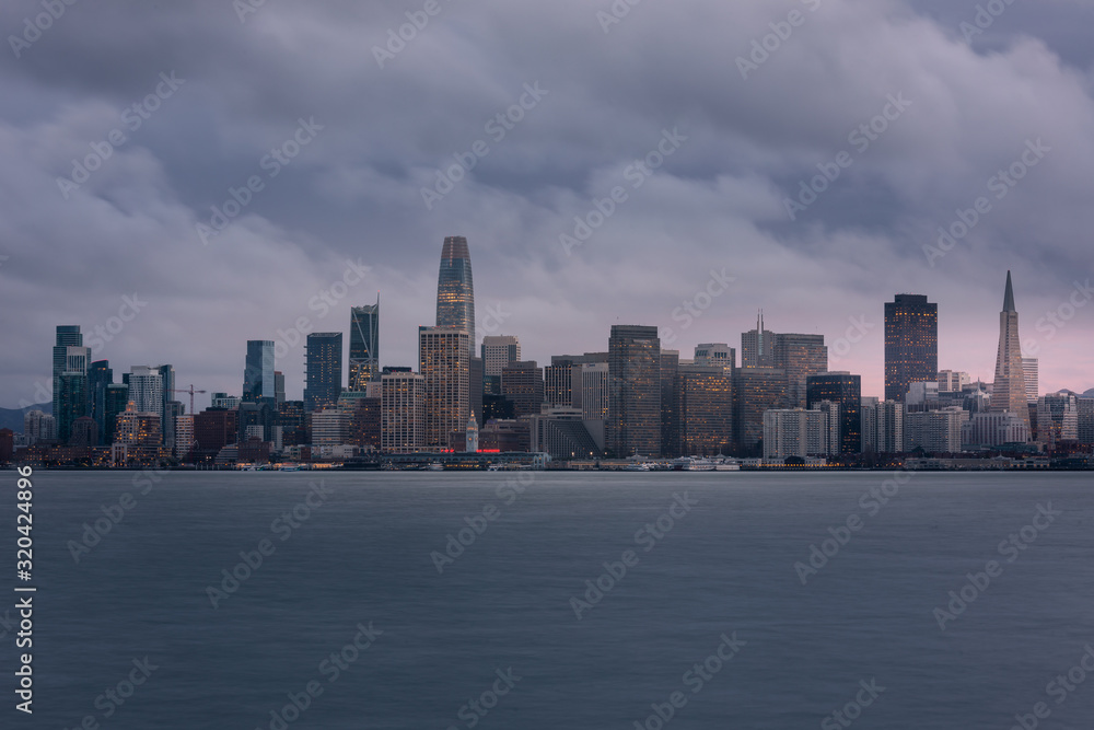 View from the skyline of San Francisco's downtown from the hills of the city, in California, United States.