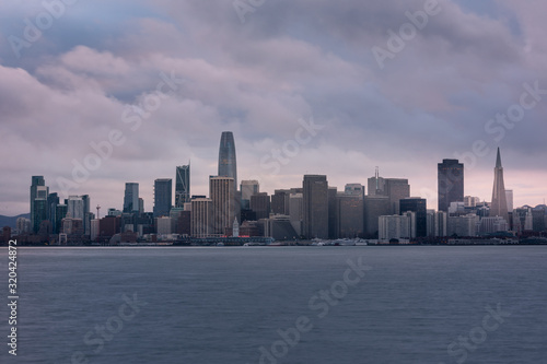 View from the skyline of San Francisco's downtown from the hills of the city, in California, United States.