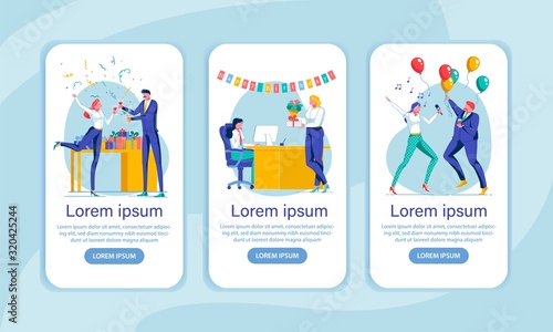 Corporate Party Onboarding Screen Flat Templates