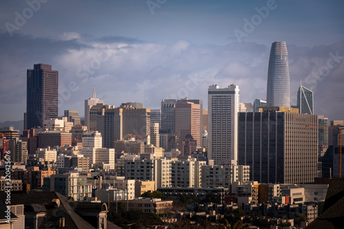 View from the skyscrapers of San Francisco's downtown from the hills of the city, in California, United States.