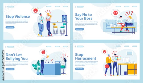 Harassment in Workplace Types. Four Landing Pages