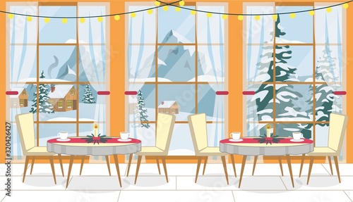 Christmas Interior Mountain Resort Restaurant