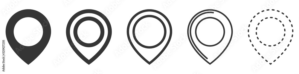 Set of location icons in flat style. Vector icons.