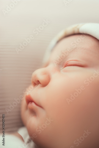 Tableau sur toile Newborn adorable one week baby boy sleeping