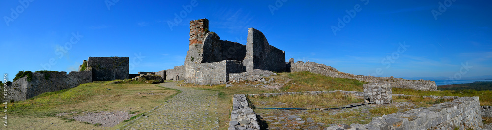 Panoramic view of Rozafa Fortress in Shkoder(Shkodra), Albania.
