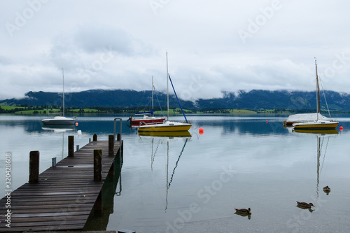 Fussen, Baviera / Germany - July 29, 2019: Forggensee lake in Fussen