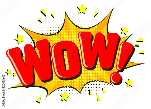 WOW! Comic book, cartoon explosion with caption, speech bubble for your design.
