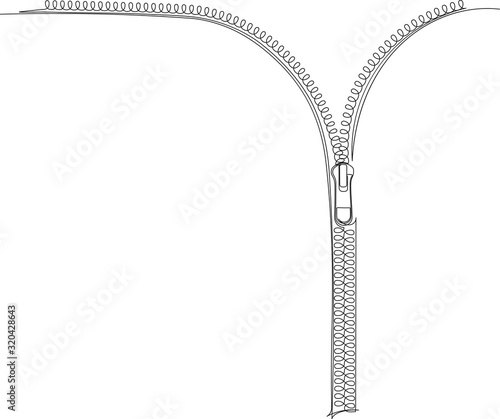 Vector zipper in one continuous line style for your design.