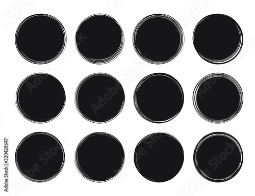 Set of dozen grunge templates for rubber stamps