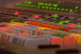 Close-up of sound mixer at recording studio