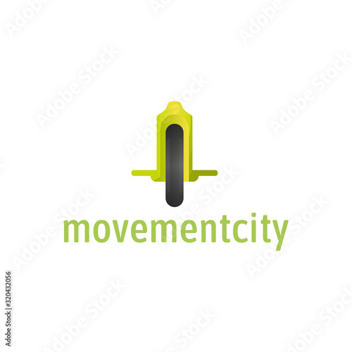 Electric unicycle logo in green gradient color style with sample text