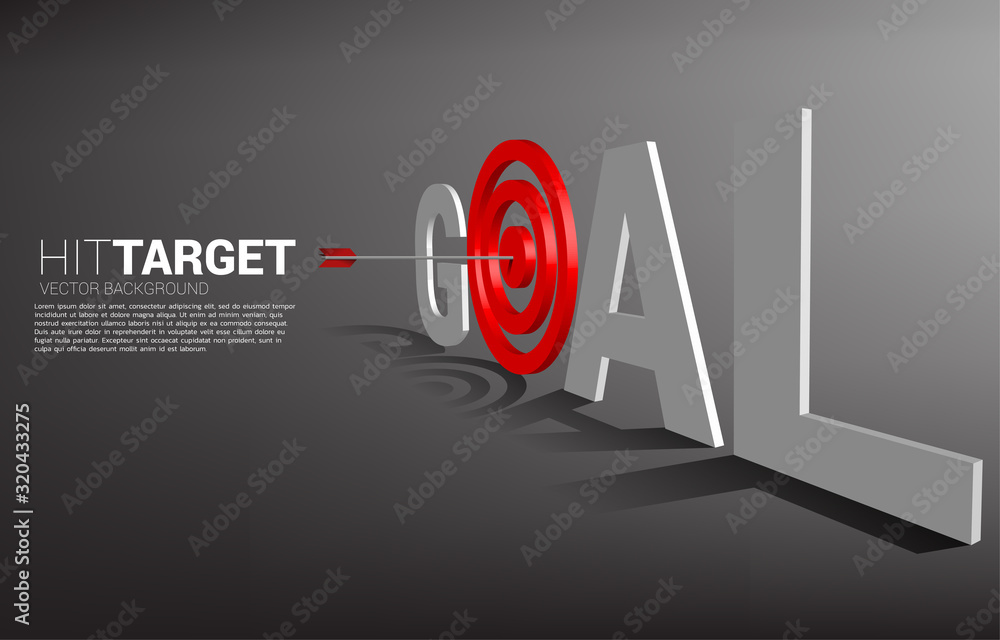 Fototapeta premium arrow archery hit on the center of target in goal wording . Business Concept of marketing target and customer.Company vision mission and goal.