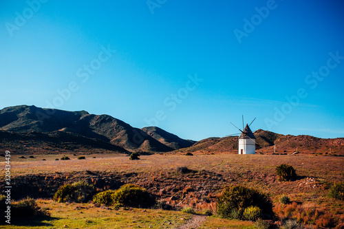 Old mill in beautiful landscape in southern Spain