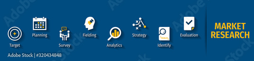 Market Research Flat Vector Icons. Market Research Vector Background with Icons.