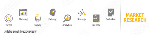 Market Research Flat Vector Icons. Market Research Vector Background with Icons.