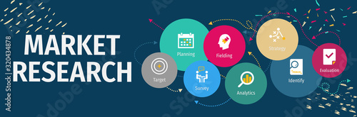 Market Research Flat Vector Icons. Market Research Vector Background with Icons.