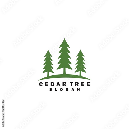 Cedar Tree Logo Simple and Green Vector