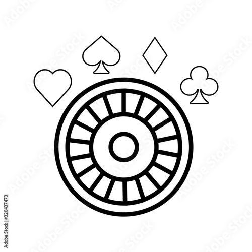 roulette wheel and poker figures casino