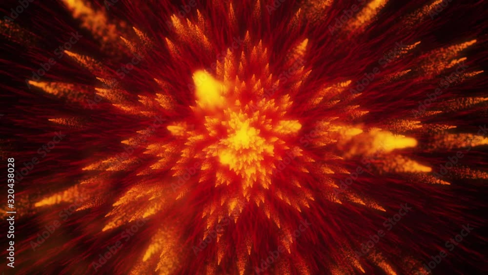 Abstract particle explosion. Dynamic yellow, orange and red spray particle trails. 4K Quality Animation. Beautiful and bright colorful abstract glowing background Abstract particle explosion. Dynamic yellow, orange and red spray particle trails. 4K Quality Animation. Beautiful and bright colorful abstract glowing background