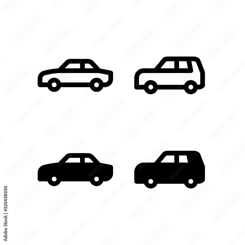 Sedan & Jeep Cars Icon. Transportation Icon Set Vector Logo Symbol.