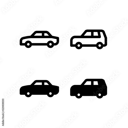 Sedan & Jeep Cars Icon. Transportation Icon Set Vector Logo Symbol.