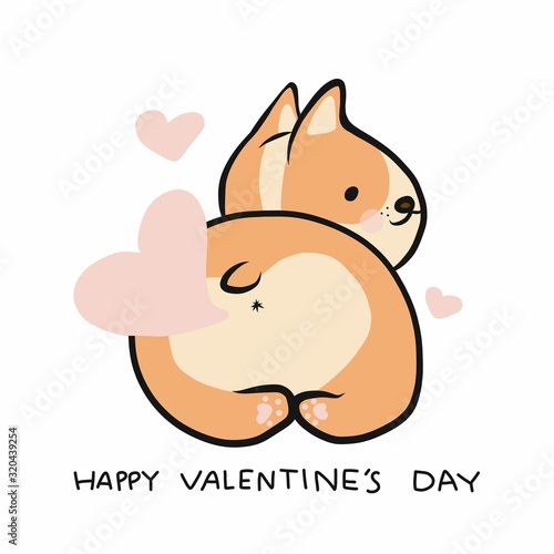 Corgi dog make heart fart cartoon vector illustration doodle style