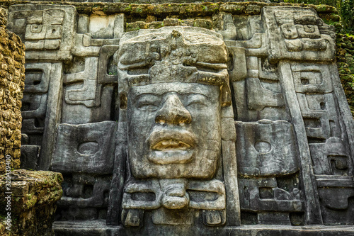 Lamanai archaeological reserve mayan Mask Temple in Belize photo