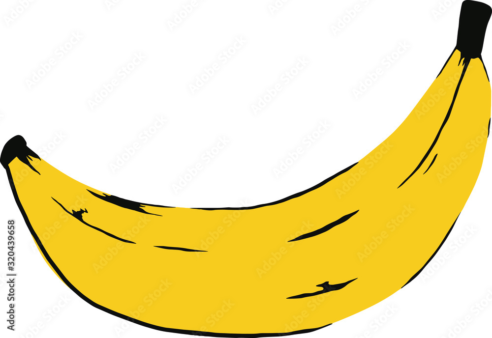 banana flat 2d illustration yellow and black vector fruit 