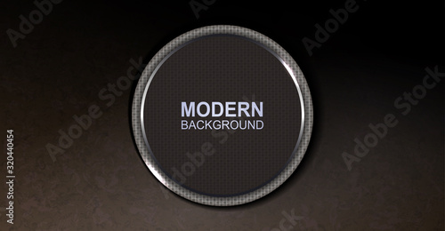 Dark brown texture background with a round frame with a light border and glitter