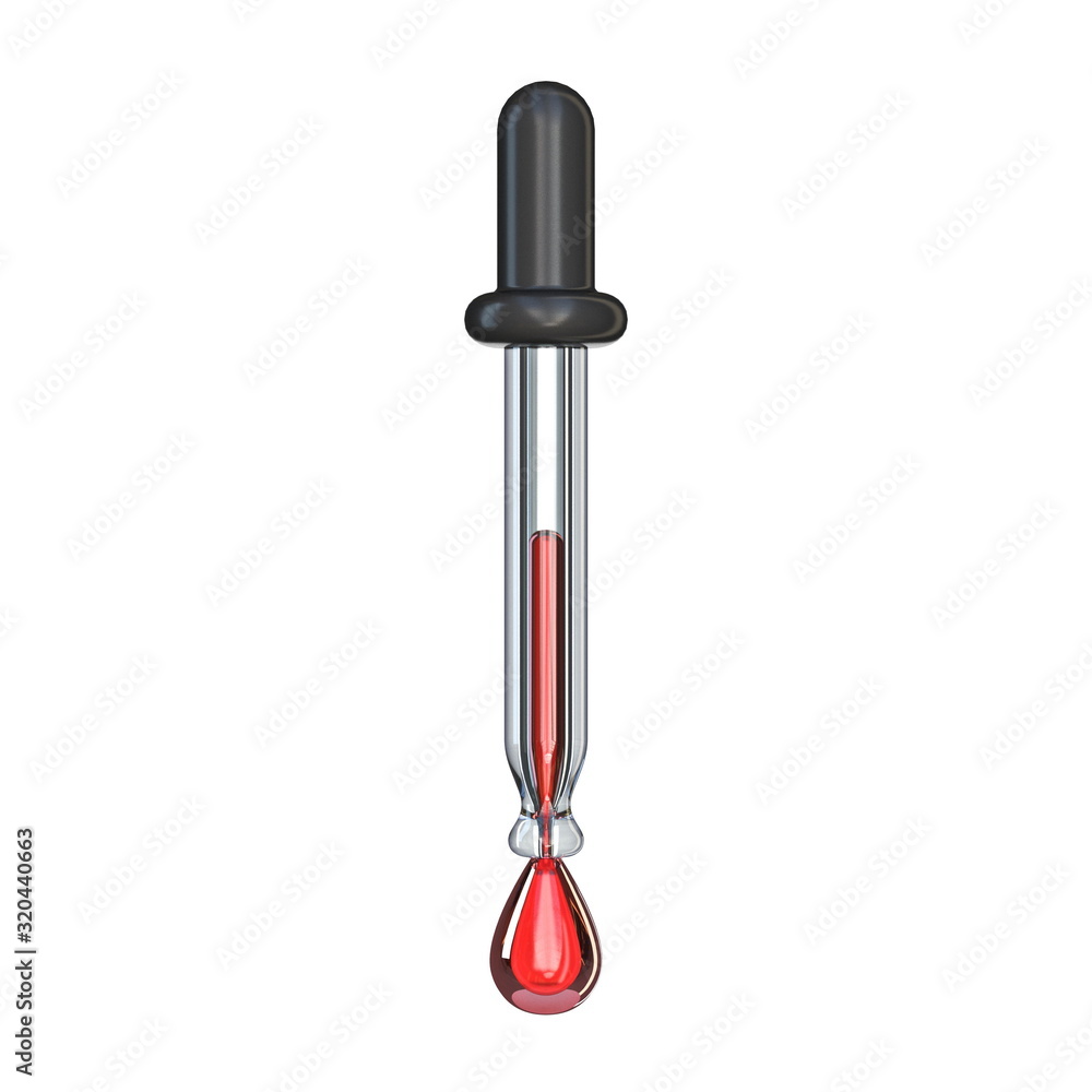 Vertical dropper with red drop 3D Vertical dropper with red drop 3D