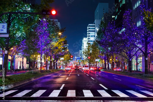 大阪・御堂筋の夜景	