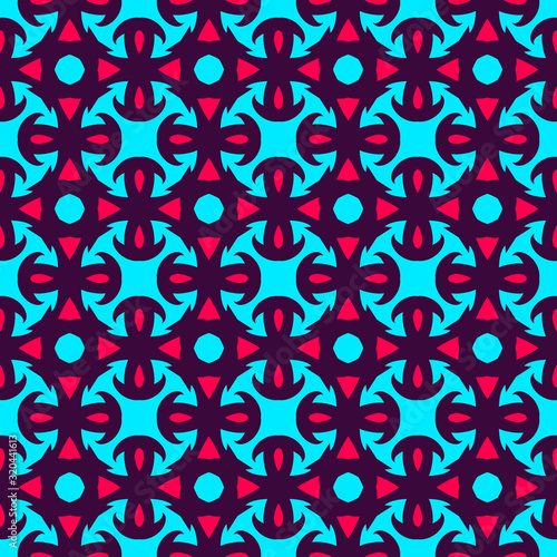 Seamless pattern with bright geometric ornament.