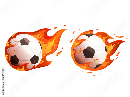 Soccer balls on fire. Design for a football match