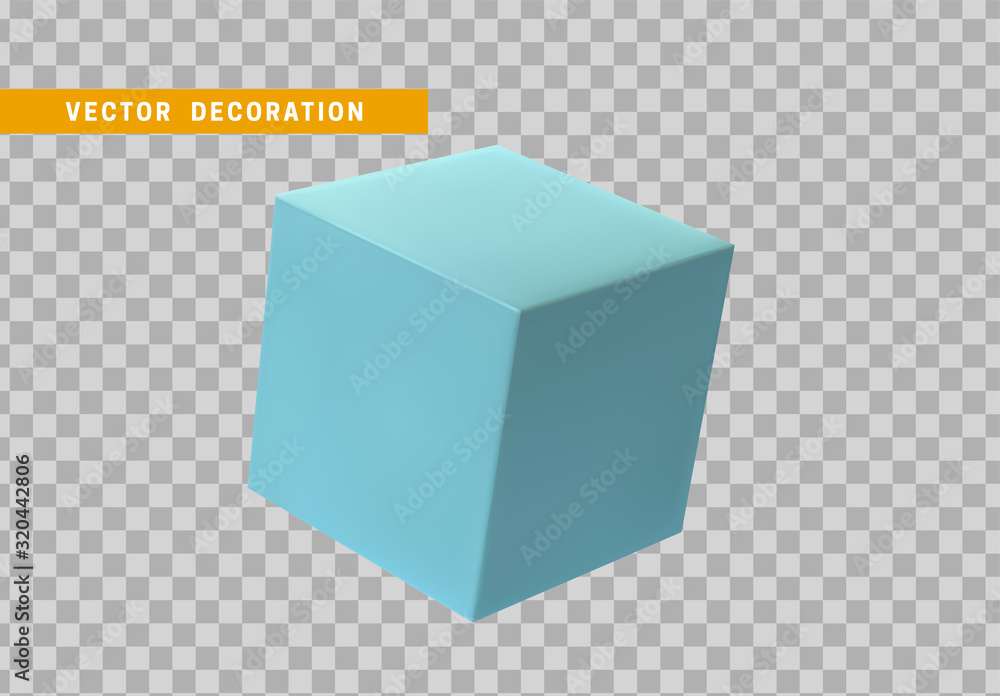 Fototapeta premium Cube is three-dimensional geometric shape isolated with blue color. 3d objects block. vector illustration.