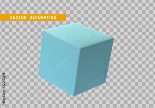 Cube is three-dimensional geometric shape isolated with blue color. 3d objects block. vector illustration.