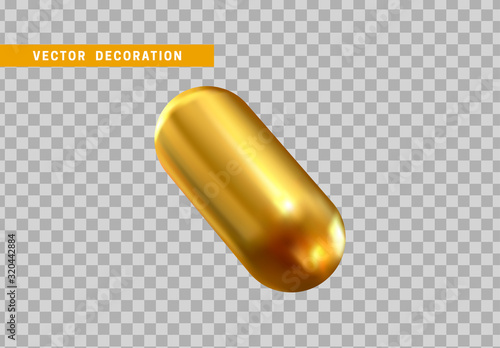 Hollow capsule isolated golden color