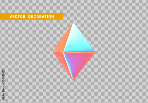 Valokuva Octahedron volumetric polyhedron isolated with colorful hologram chameleon color gradient