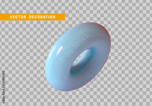 Torus isolated with blue color gradient. 3d objects, Round ring tor shape. vector illustration