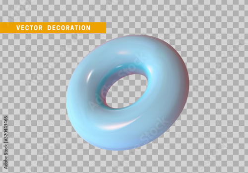 Torus isolated with blue color gradient. 3d objects, Round ring tor shape. vector illustration