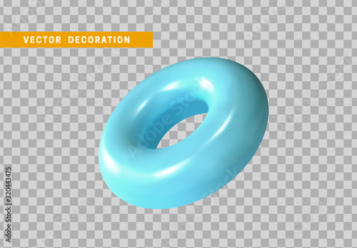 Torus isolated with blue color gradient. 3d objects, Round ring tor shape. vector illustration