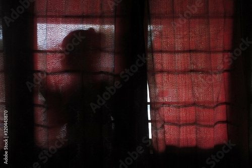 the mysterious silhouette of a woman as an atmosphere of horror