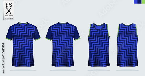 T-shirt sport mockup template design for soccer jersey, football kit. Tank top for basketball jersey and running singlet. Sport uniform in front view and back view.  Vector art Illustration.