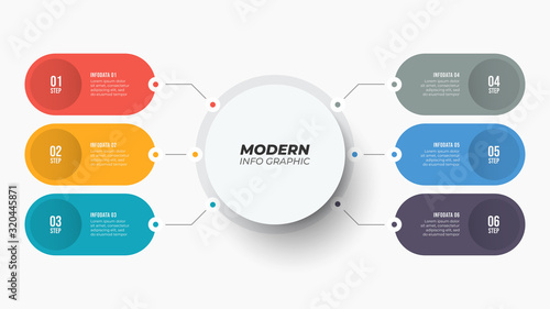 Business Organization Infographics template. Vector abstract elements with 6 number options, steps. Can be used for workflow diagram, info chart, graph, web design.