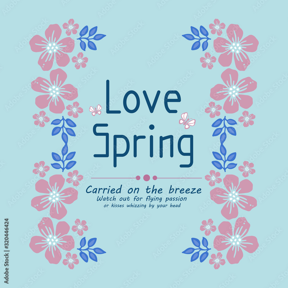 Elegant crowd of leaf and pink wreath frame, for love spring greeting card design. Vector