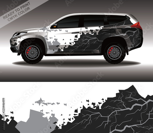 Car wrap decal design vector, custom livery race rally car vehicle sticker and tinting.