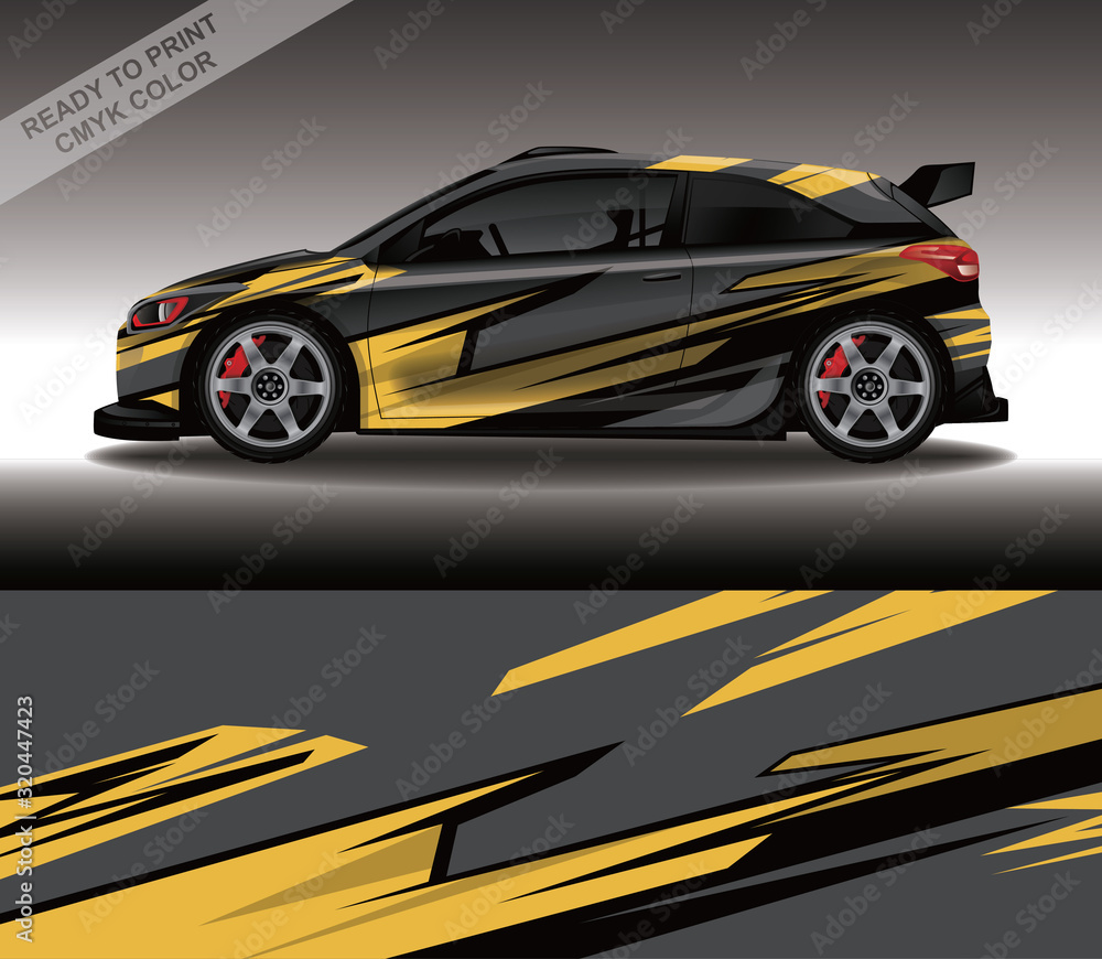 Car wrap decal design vector, custom livery race rally car vehicle sticker and tinting.