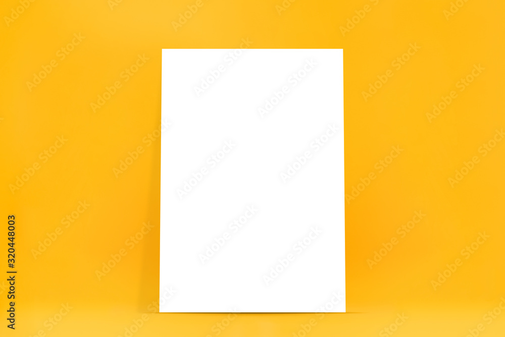 Empty white billboard on yellow background Empty white billboard on yellow background